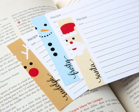 Rudolph, Frosty, Santa Recipe Cards